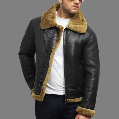 Men Aviator B3 WWII Shearling Sheepskin Flying Jacket