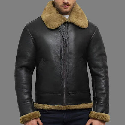 Men Aviator B3 WWII Shearling Sheepskin Flying Jacket
