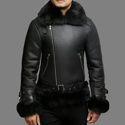 Men Aviator Flying Jacket Real Shearling Toscana