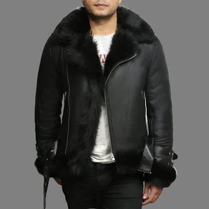Men Aviator Flying Jacket Real Shearling Toscana