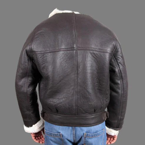 Men Premium Leather Shearling Sheepskin Jacket