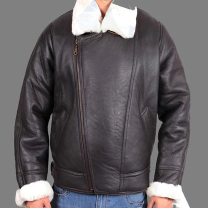Men Premium Leather Shearling Sheepskin Jacket