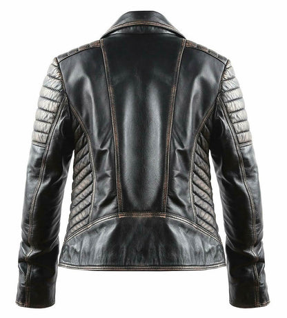 Men Distressed Biker Leather Jacket