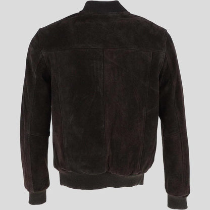 Men’s Black Suede Leather Bomber Jacket