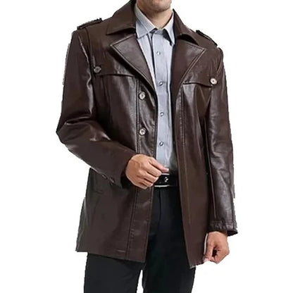 Men Brown Motorcycle Leather Coat