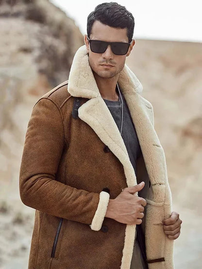 Men off-white b7 bomber sheepskin coat