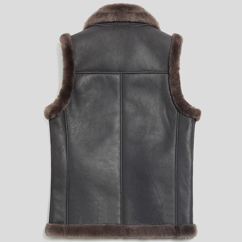 Mens Winter Sheepskin Shearling Leather Vest