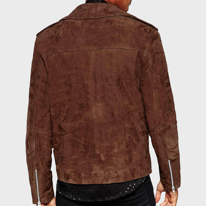 Men’s Suede Asymmetric Biker Leather Jacket
