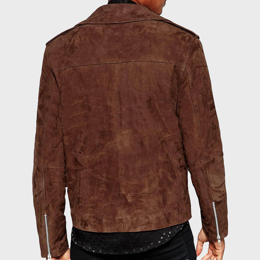 Men’s Suede Asymmetric Biker Leather Jacket