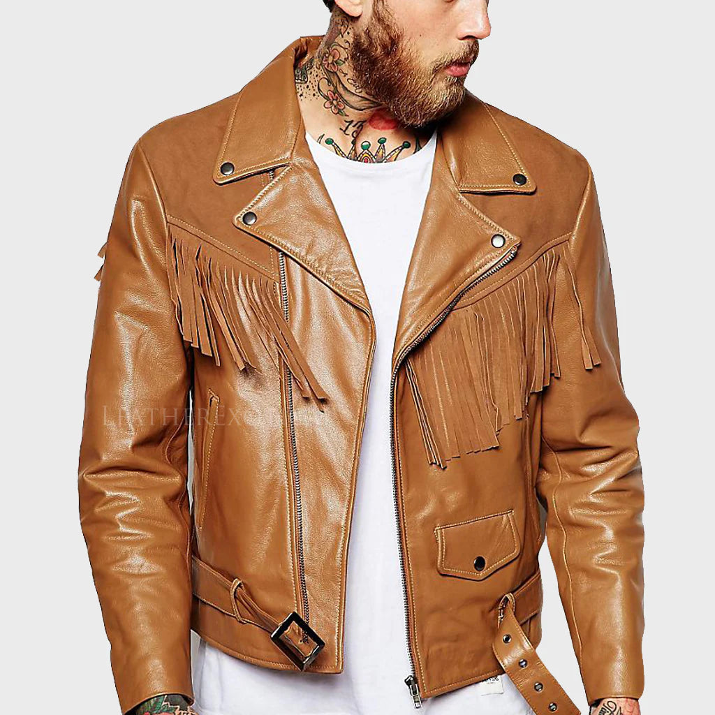 Men’s Suede Fringe Biker Jacket