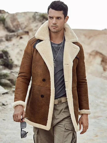 Men off-white b7 bomber sheepskin coat