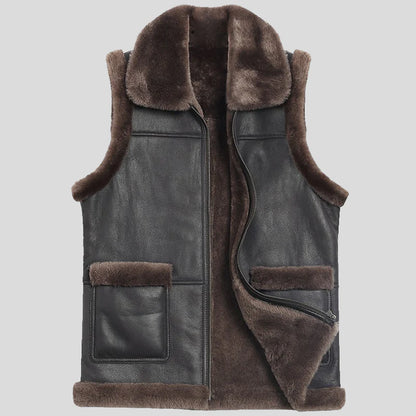 Mens Winter Sheepskin Shearling Leather Vest