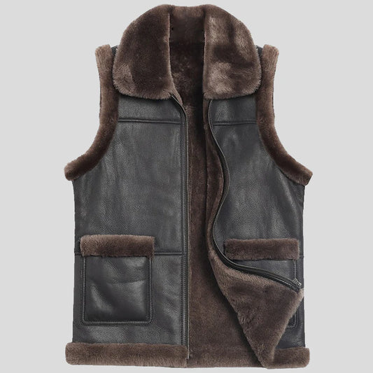 Mens Winter Sheepskin Shearling Leather Vest