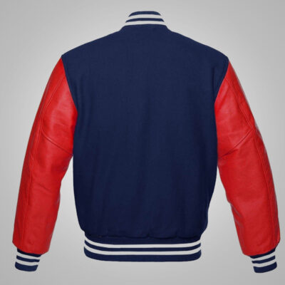 Mens Baseball Style Red and Blue Varsity Jacket