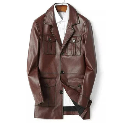 Men Scout Leather Trench Coat