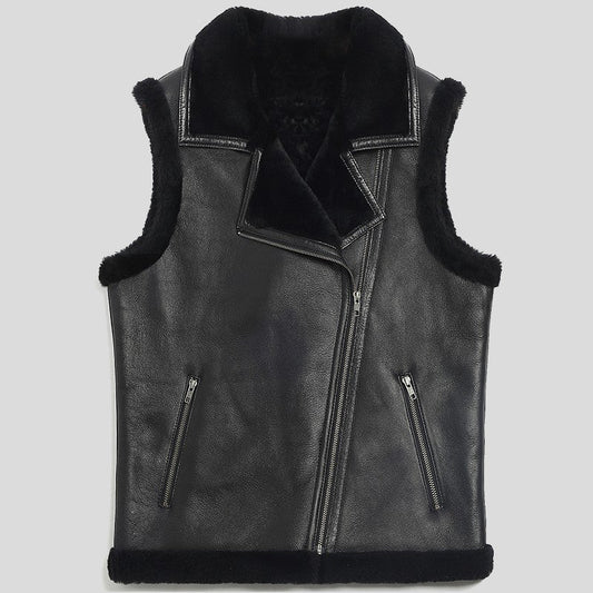 Black Sheepskin Vest for Men