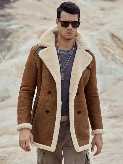 Men off-white b7 bomber sheepskin coat